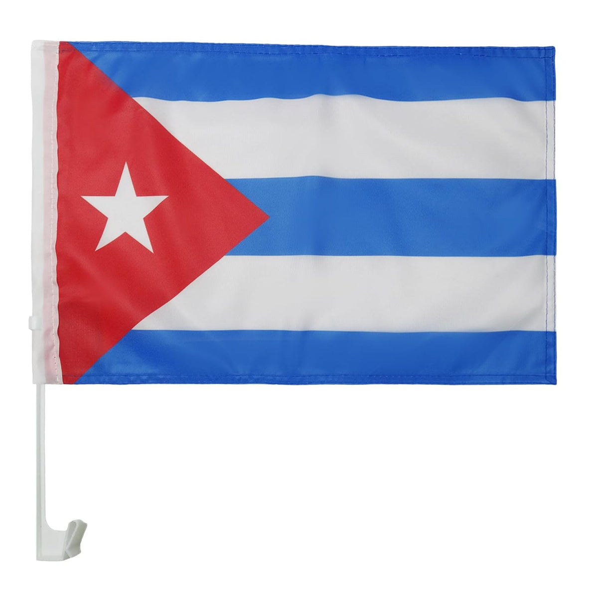 Cuban Flag Car Window Flag of Cuba 11X18 Inch(28x46cm) 100% Polyester, Strong White Flagpole