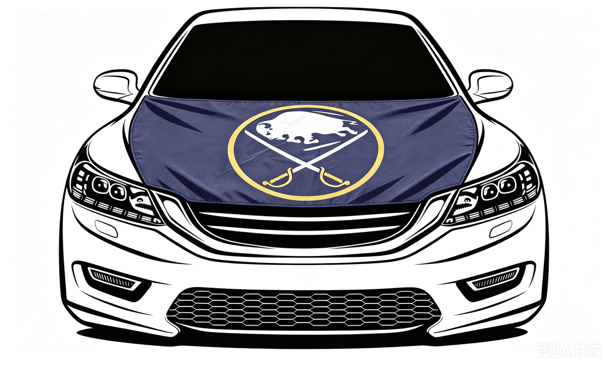 NHL Buffalo Sabres Car Hood Cover Flag ,  Buffalo Sabres Engine Banner,4X5ft/6X7FT,100% Polyester Elastic Fabrics Can be Washed