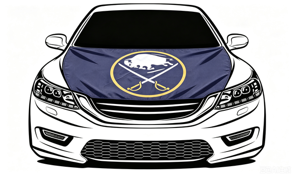 NHL Buffalo Sabres Car Hood Cover Flag ,  Buffalo Sabres Engine Banner,4X5ft/6X7FT,100% Polyester Elastic Fabrics Can be Washed