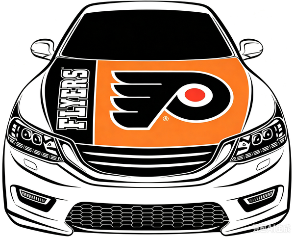 Philadelphia Flyers Car Hood Cover Flag ,NHL Philadelphia Flyers Engine Banner,4X5ft/6X7FT,100% Polyester Elastic Fabrics Can be Washed
