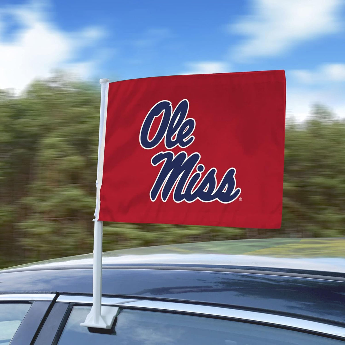 2Pack Ole Miss Rebels Car Window Flag -3x5FT-NCAA University of Mississippi Flag Ole Miss Hotty Toddy Banner U of M