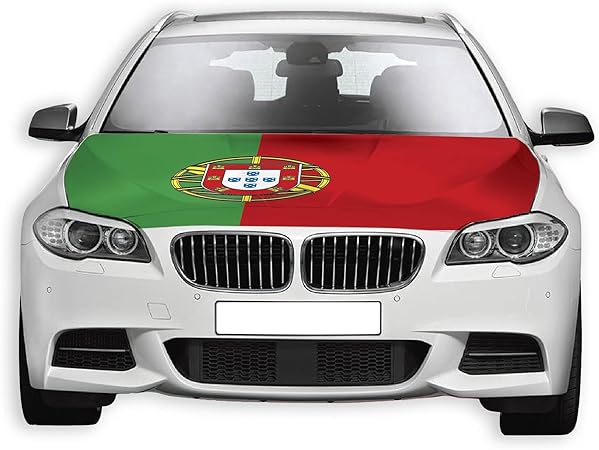 Car Auto Hood Cover with  Hood Cover Flag ,Engine Flag of Portugal,3.3X5ft/6X7FT, 100% Polyester Elastic Fabrics Can be Washed Suitable for large SUV and Pickup Trucks