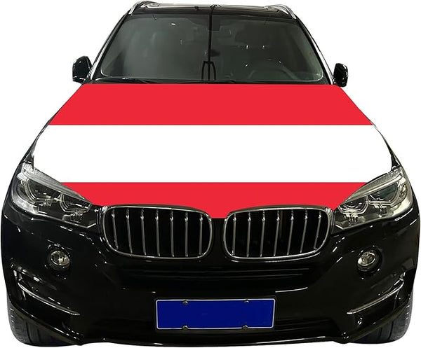 Austria Car Hood Cover Flag ,Engine Flag of Austria,3.3X5ft/6X7FT, 100% Polyester Elastic Fabrics Can be Washed Suitable for large SUV and Pickup Trucks（3.3X5FT)