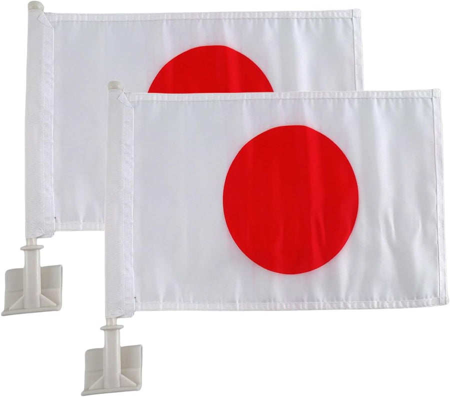Japanese Flag Car Window Flag of Tapan 11X18 Inch(28x46cm) 100% Polyester, Strong White Flagpole