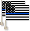 Thin Red Line flag Car Window Flag of US Police 11X18 Inch(28x46cm) 100% Polyester, Strong White Flagpole