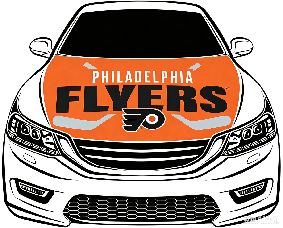 Philadelphia Flyers Car Hood Cover Flag ,NHL Philadelphia Flyers Engine Banner,4X5ft/6X7FT,100% Polyester Elastic Fabrics Can be Washed