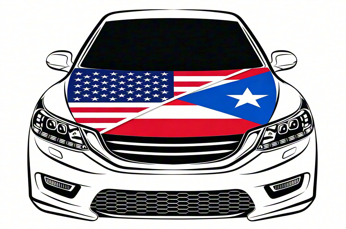American Puerto Rican Car hood cover Flag -3X5 USA Puerto Rico Flag -Engine Flag,4X5ft/6X7FT