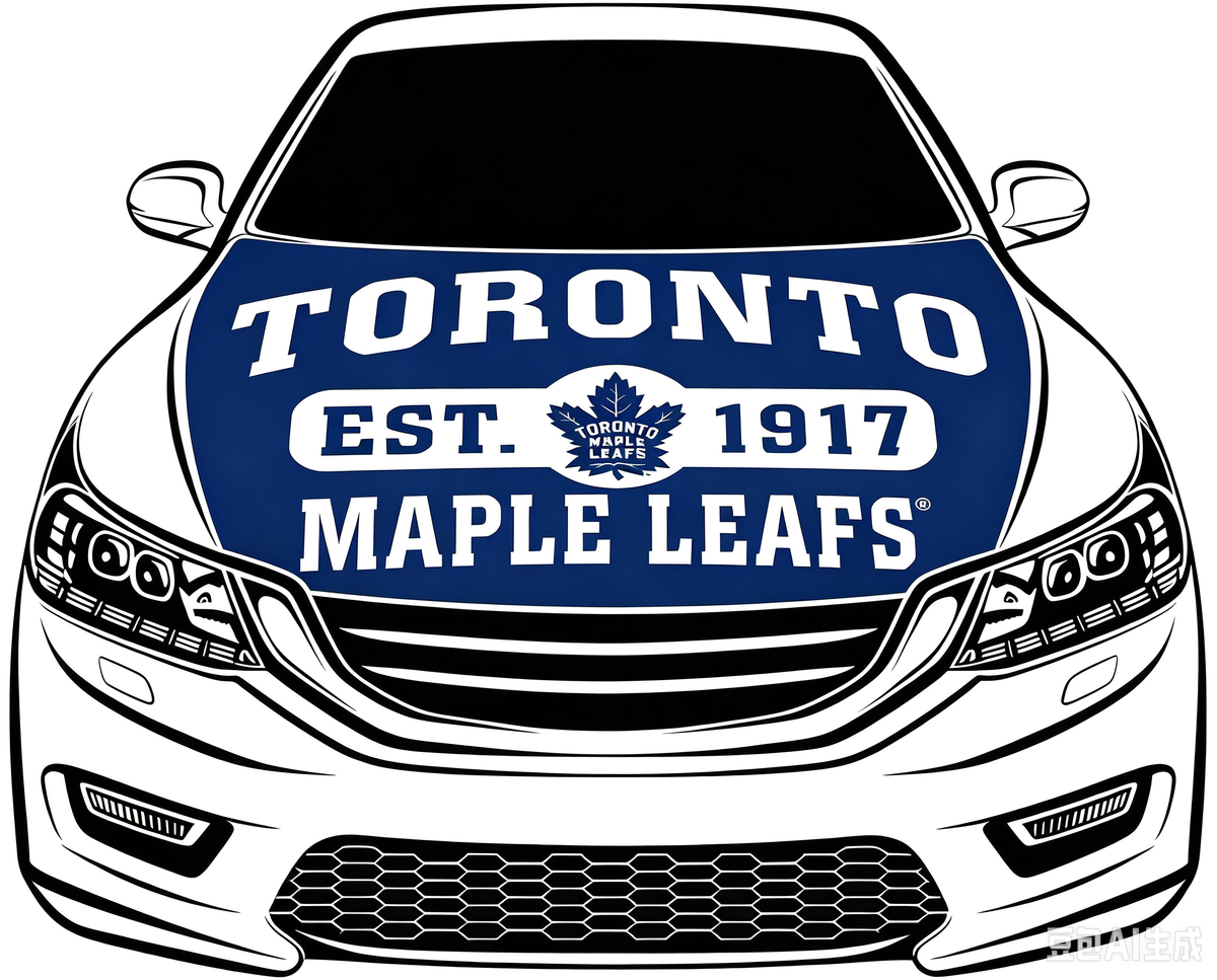 Toronto Maple Leafs Car Hood Cover Flag ,NHL  Toronto Maple Leafs Engine Banner,4X5ft/6X7FT,100% Polyester Elastic Fabrics Can be Washed