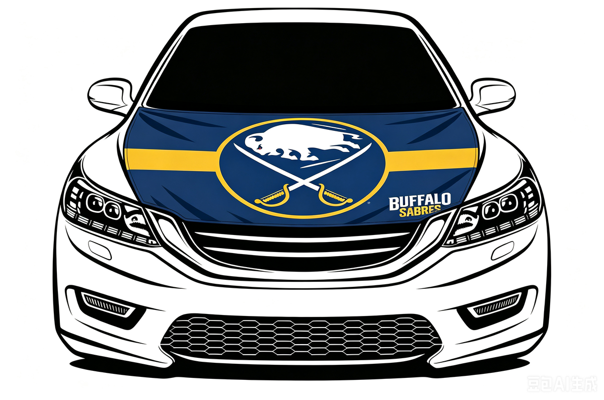 NHL Buffalo Sabres Car Hood Cover Flag ,  Buffalo Sabres Engine Banner,4X5ft/6X7FT,100% Polyester Elastic Fabrics Can be Washed