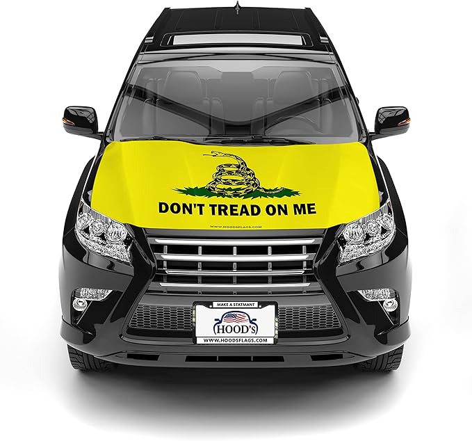 Don't Tread On Me Car Hood Cover Flag ,Engine Flag ,3.3X5ft/6X7FT, 100% Polyester Elastic Fabrics Can be Washed Suitable for large SUV and Pickup Trucks