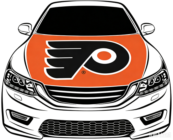 Philadelphia Flyers Car Hood Cover Flag ,NHL Philadelphia Flyers Engine Banner,4X5ft/6X7FT,100% Polyester Elastic Fabrics Can be Washed