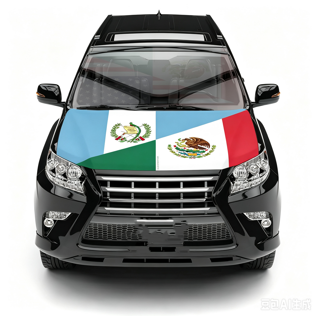 Guatemala & Mexico Flag, Guatemala Car Hood Cover Flag ,  Mexico National Engine Banner,4X5ft/6X7FT,100% Polyester Elastic Fabrics Can be Washed