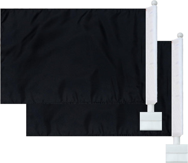Color Black Flag Car Window Flag of Black Solid color flag 11X18 Inch(28x46cm) 100% Polyester, Strong White Flagpole