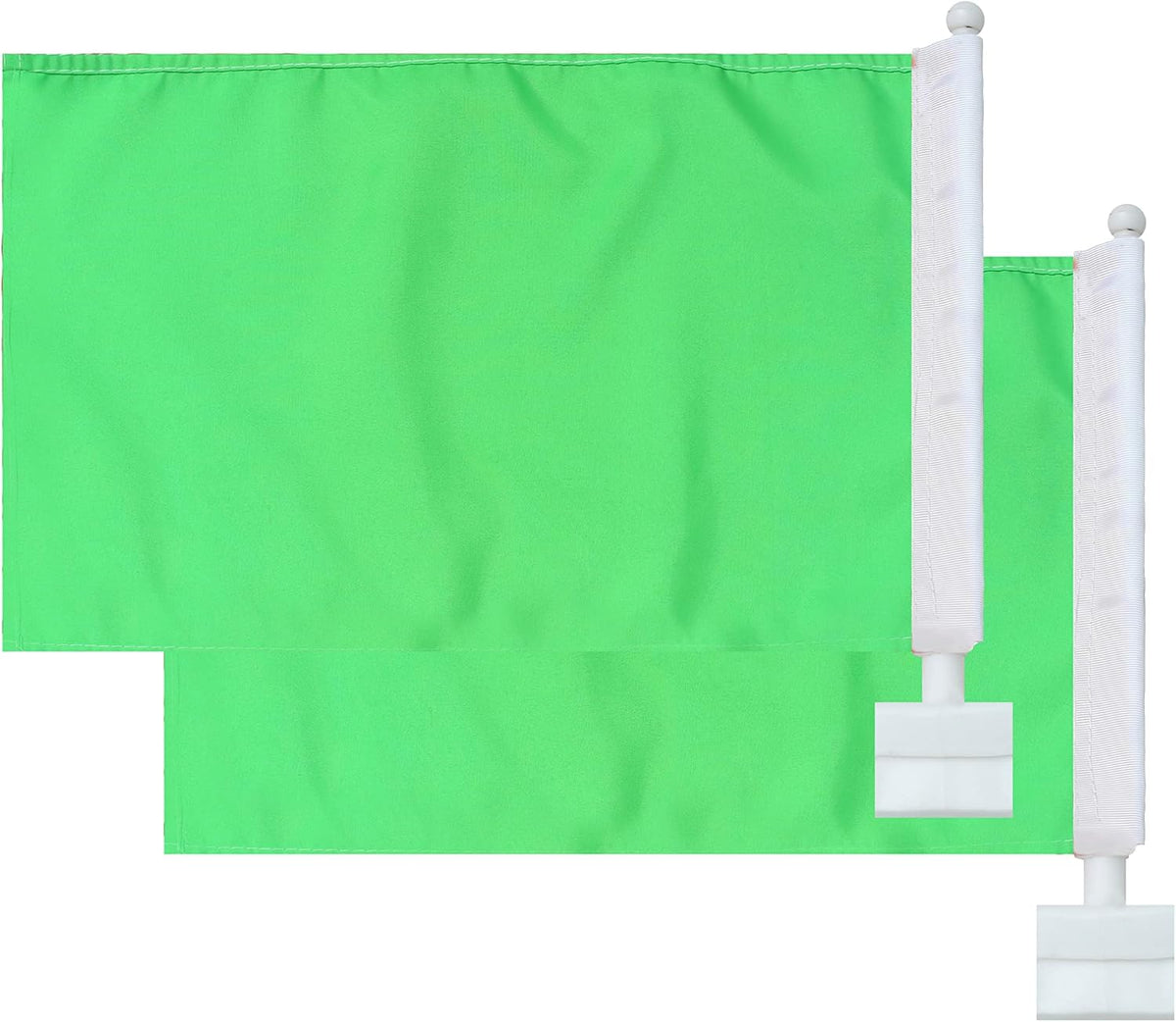 Pure Green Color flag Car Window Flag of Green 11X18 Inch(28x46cm) 100% Polyester, Strong White Flagpole