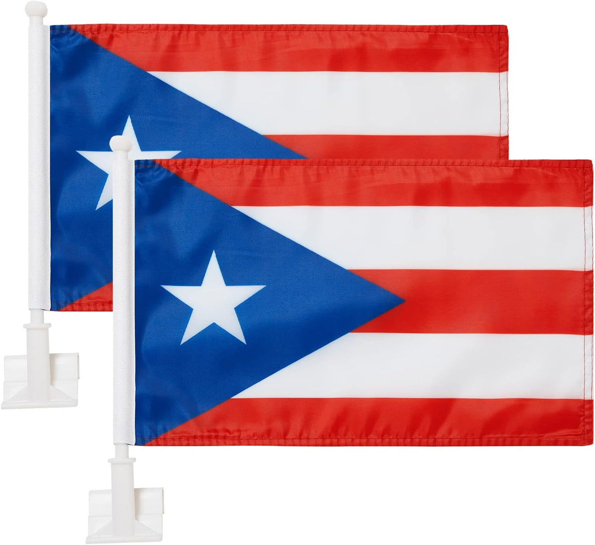 Puerto Rico Flag Car Window Flag of Puerto Rico 11X18Inch(28x46cm) 100% Polyester, Strong White Flagpole