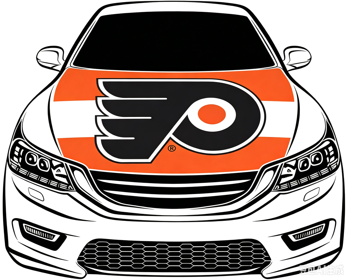 Philadelphia Flyers Car Hood Cover Flag ,NHL Philadelphia Flyers Engine Banner,4X5ft/6X7FT,100% Polyester Elastic Fabrics Can be Washed