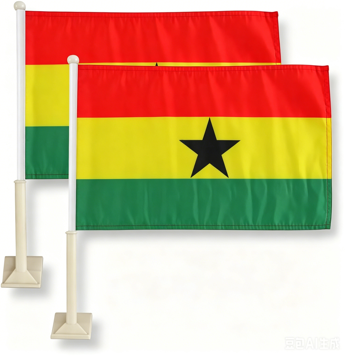 Flag of Ghana Car Window Flag of Ghana With Strong White Flagpole 11X18 Inch(28x46cm) 100% Polyester,