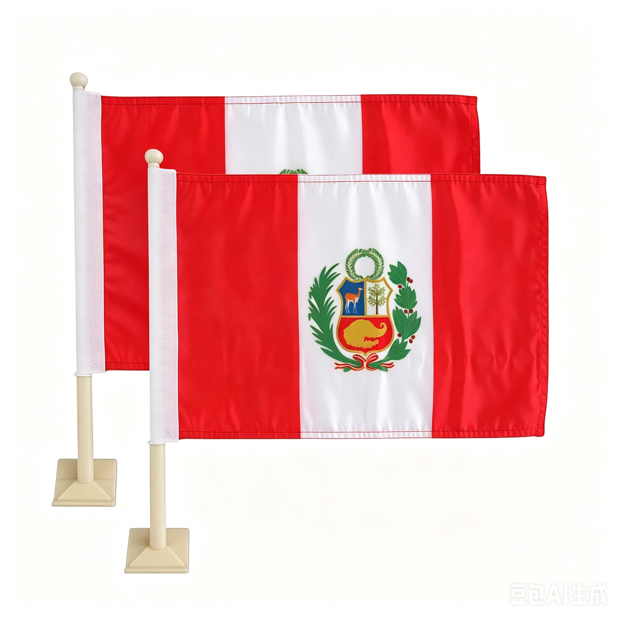 Peru flag Car Window Flag of Peru 11X18 Inch(28x46cm) 100% Polyester, Strong White Flagpole