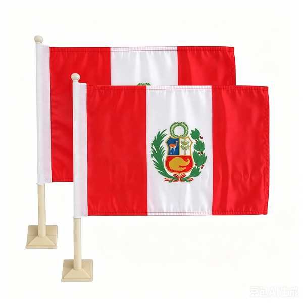 Peru flag Car Window Flag of Peru 11X18 Inch(28x46cm) 100% Polyester, Strong White Flagpole