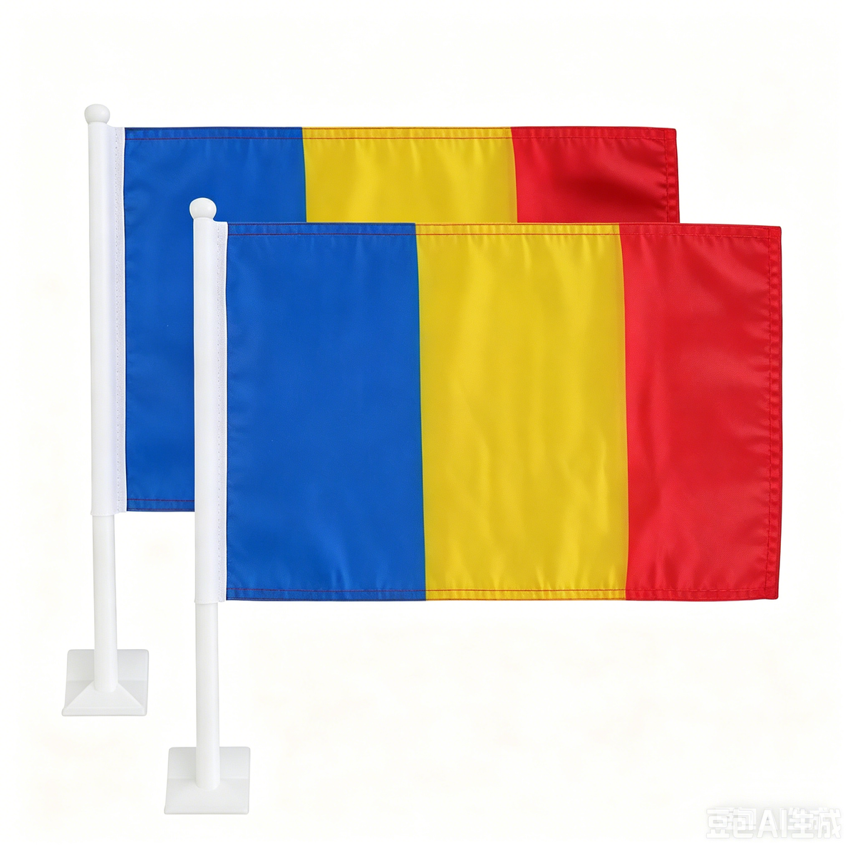 Car Window Flag of Romania 11X18 Inch(28x46cm) 100% Polyester, Strong White Flagpole