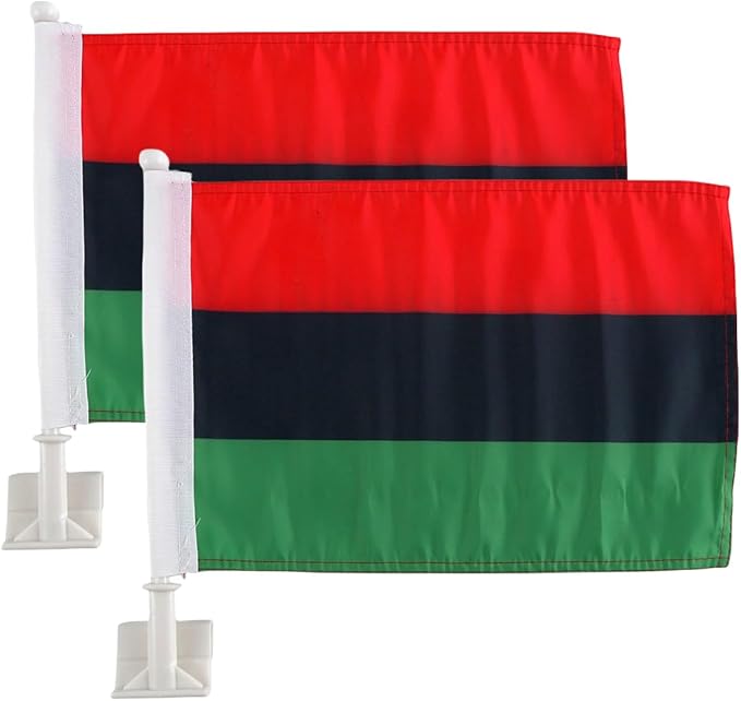 African Afro Car Flag Car Window Flag of  Afro African 11X18 Inch(28x46cm) 100% Polyester, Strong White Flagpole