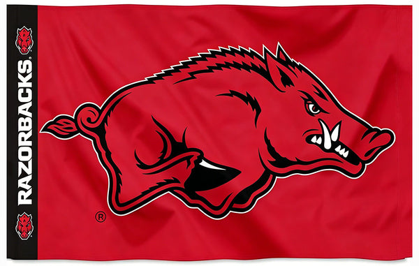 Arkansas Razorbacks Flag- 3x5 ft U of A Hogs Wooo Pig Sooie Banners-NCAA University of Arkansas UA Flag-100% Polyester- One sided / Double sided