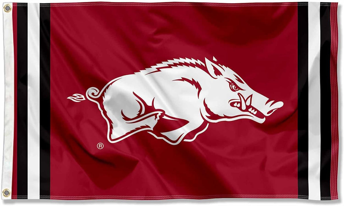 Arkansas Razorbacks Flag- 3x5 ft U of A Hogs Wooo Pig Sooie Banners-NCAA University of Arkansas UA Flag-100% Polyester- One sided / Double sided