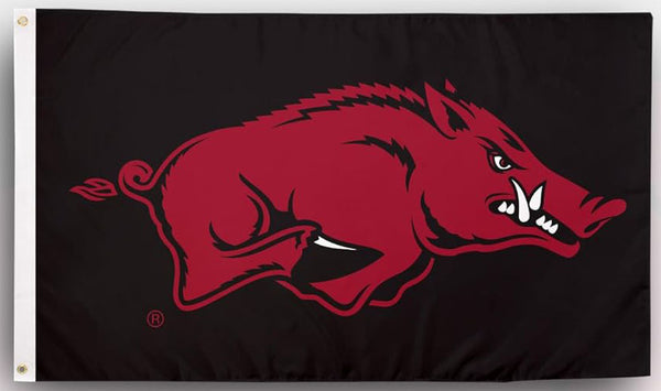 Arkansas Razorbacks Flag- 3x5 ft U of A Hogs Wooo Pig Sooie Banners-NCAA University of Arkansas UA Flag-100% Polyester- One sided / Double sided
