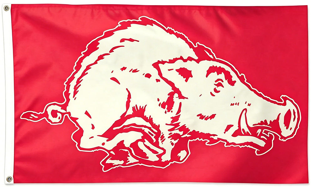 Arkansas Razorbacks Flag- 3x5 ft U of A Hogs Wooo Pig Sooie Banners-NCAA University of Arkansas UA Flag-100% Polyester- One sided / Double sided