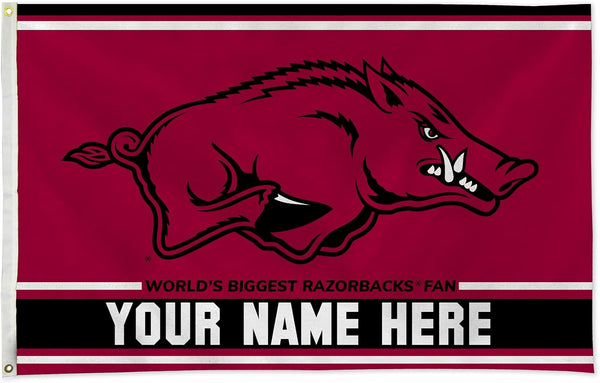 Arkansas Razorbacks Flag- 3x5 ft U of A Hogs Wooo Pig Sooie Banners-NCAA University of Arkansas UA Flag-100% Polyester- One sided / Double sided