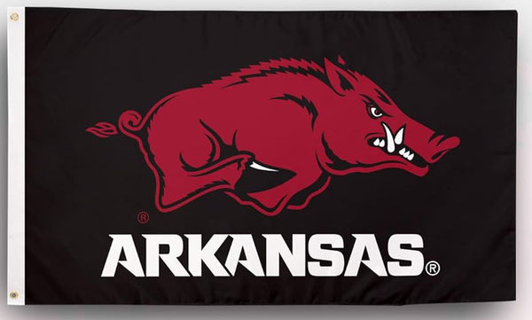 Arkansas Razorbacks Flag- 3x5 ft U of A Hogs Wooo Pig Sooie Banners-NCAA University of Arkansas UA Flag-100% Polyester- One sided / Double sided