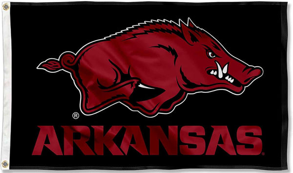 Arkansas Razorbacks Flag- 3x5 ft U of A Hogs Wooo Pig Sooie Banners-NCAA University of Arkansas UA Flag-100% Polyester- One sided / Double sided