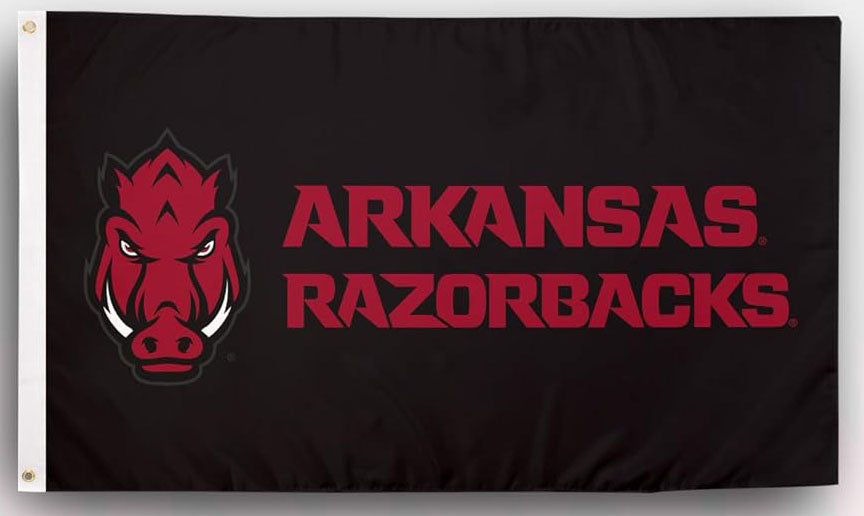 Arkansas Razorbacks Flag- 3x5 ft U of A Hogs Wooo Pig Sooie Banners-NCAA University of Arkansas UA Flag-100% Polyester- One sided / Double sided