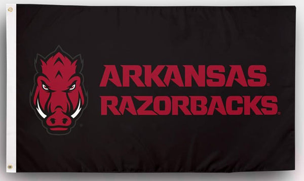 Arkansas Razorbacks Flag- 3x5 ft U of A Hogs Wooo Pig Sooie Banners-NCAA University of Arkansas UA Flag-100% Polyester- One sided / Double sided