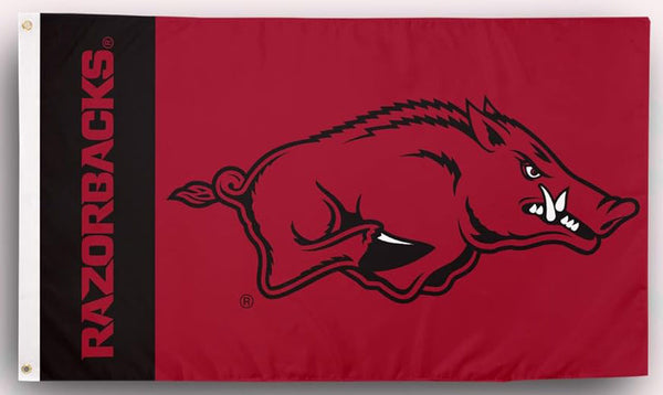 Arkansas Razorbacks Flag- 3x5 ft U of A Hogs Wooo Pig Sooie Banners-NCAA University of Arkansas UA Flag-100% Polyester- One sided / Double sided