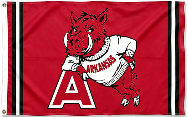 Arkansas Razorbacks Flag- 3x5 ft U of A Hogs Wooo Pig Sooie Banners-NCAA University of Arkansas UA Flag-100% Polyester- One sided / Double sided