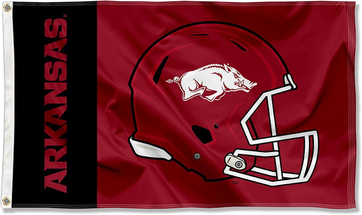 Arkansas Razorbacks Flag- 3x5 ft U of A Hogs Wooo Pig Sooie Banners-NCAA University of Arkansas UA Flag-100% Polyester- One sided / Double sided