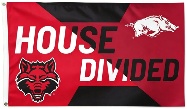 Arkansas Razorbacks Flag- 3x5 ft U of A Hogs Wooo Pig Sooie Banners-NCAA University of Arkansas UA Flag-100% Polyester- One sided / Double sided