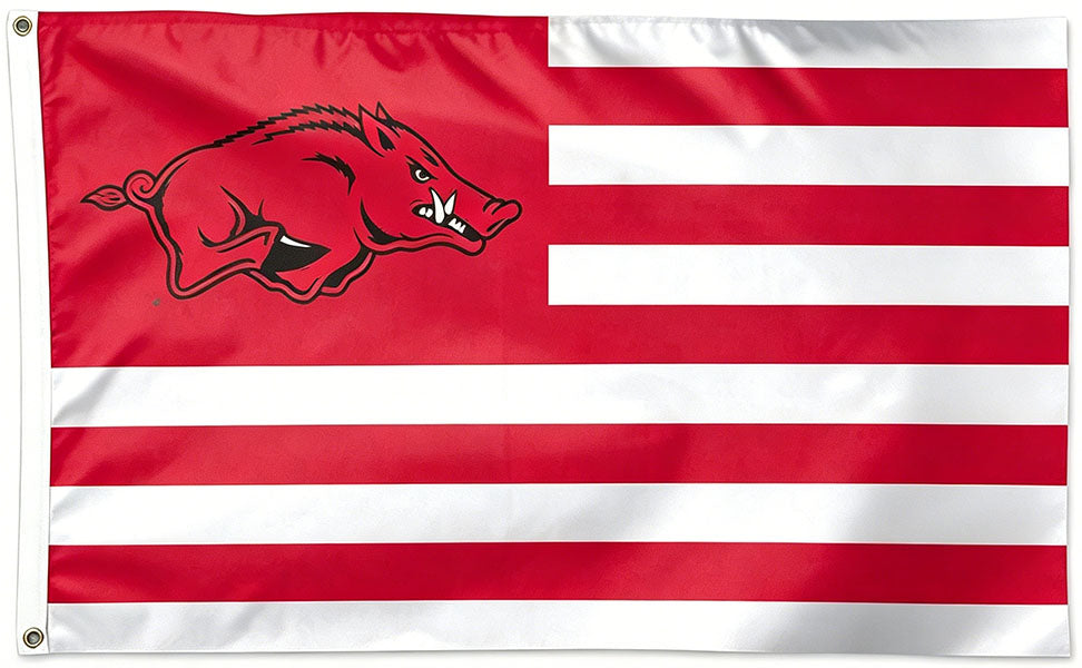 Arkansas Razorbacks Flag- 3x5 ft U of A Hogs Wooo Pig Sooie Banners-NCAA University of Arkansas UA Flag-100% Polyester- One sided / Double sided