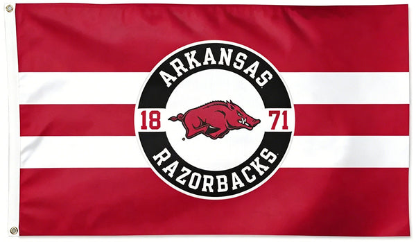 Arkansas Razorbacks Flag- 3x5 ft U of A Hogs Wooo Pig Sooie Banners-NCAA University of Arkansas UA Flag-100% Polyester- One sided / Double sided