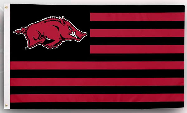 Arkansas Razorbacks Flag- 3x5 ft U of A Hogs Wooo Pig Sooie Banners-NCAA University of Arkansas UA Flag-100% Polyester- One sided / Double sided
