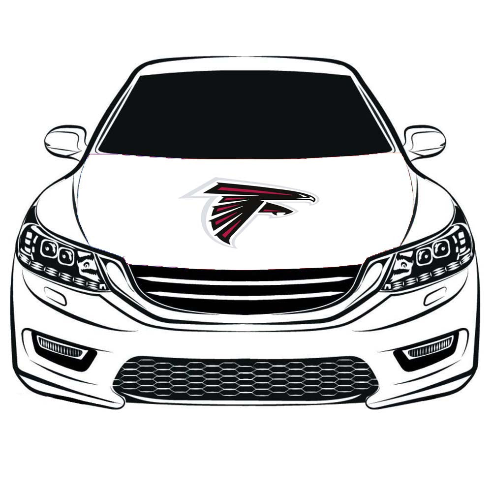 Atlanta Falcons Car Hood Cover Flag ,NFL Engine Banner Flag of Atlanta Falcons ,3.3X5ft,/6X7FT 100% Polyester Elastic Fabrics Can be Washed Suitable for large SUV and Pickup Trucks