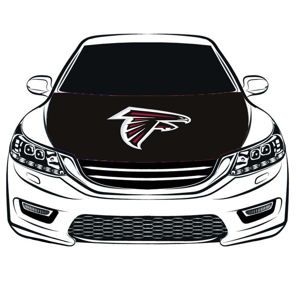 Atlanta Falcons Car Hood Cover Flag ,NFL Engine Banner Flag of Atlanta Falcons ,3.3X5ft,/6X7FT 100% Polyester Elastic Fabrics Can be Washed Suitable for large SUV and Pickup Trucks