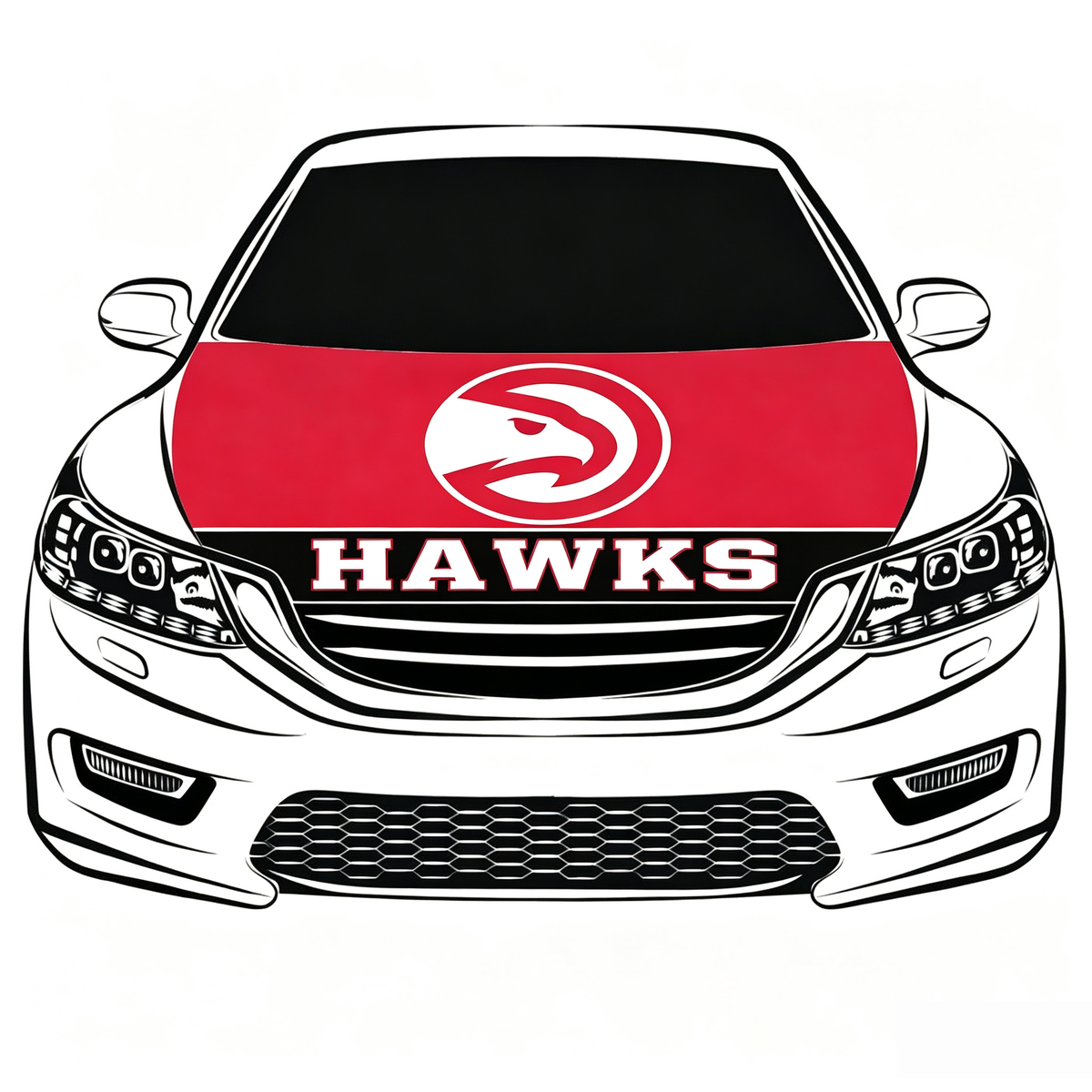 Atlanta Hawks Car Hood Cover Flag , NBA Engine Banner,4X5ft,/6X7FT100% Polyester Elastic Fabrics Can be Washed
