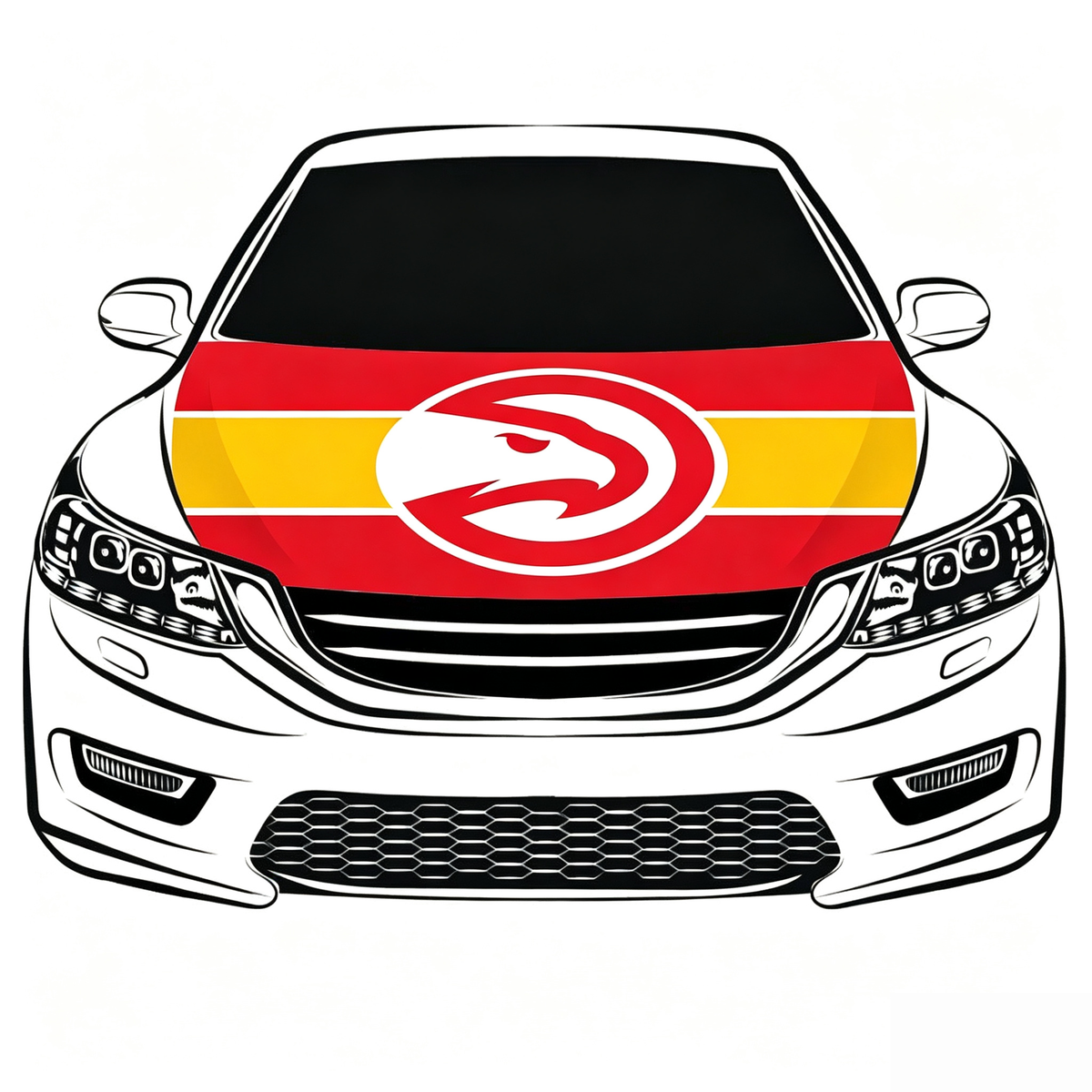 Atlanta Hawks Car Hood Cover Flag , NBA Engine Banner,4X5ft,/6X7FT100% Polyester Elastic Fabrics Can be Washed