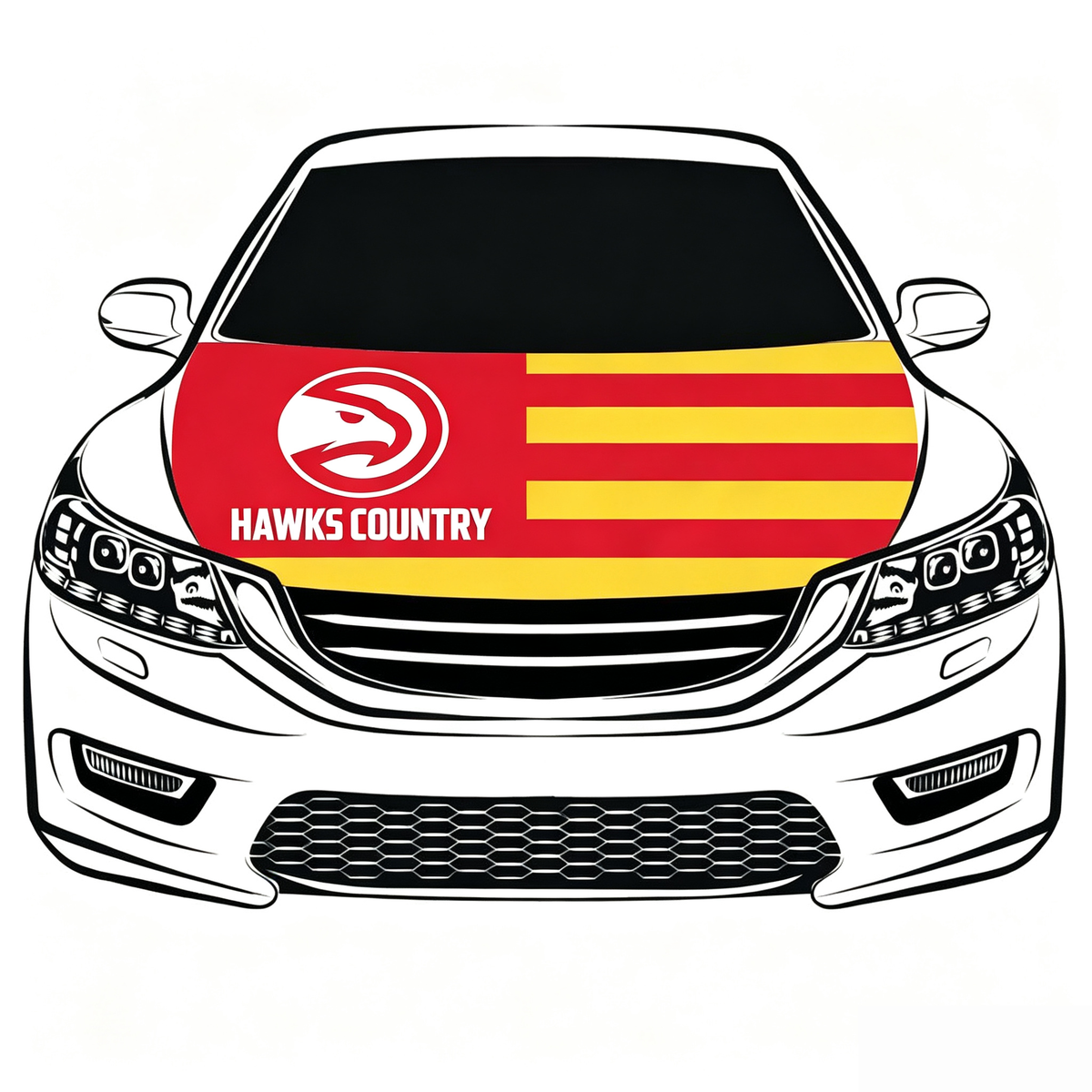 Atlanta Hawks Car Hood Cover Flag , NBA Engine Banner,4X5ft,/6X7FT100% Polyester Elastic Fabrics Can be Washed