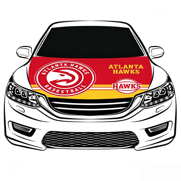 Atlanta Hawks Car Hood Cover Flag , NBA Engine Banner,4X5ft,/6X7FT100% Polyester Elastic Fabrics Can be Washed