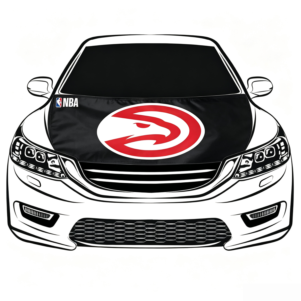 Atlanta Hawks Car Hood Cover Flag , NBA Engine Banner,4X5ft,/6X7FT100% Polyester Elastic Fabrics Can be Washed