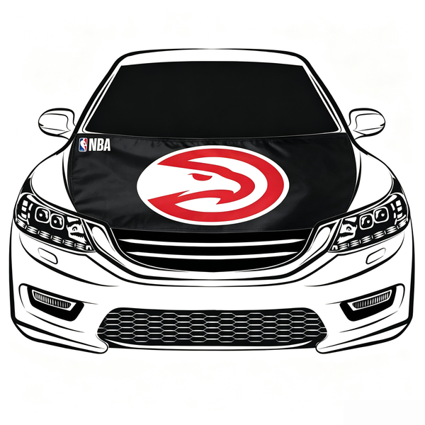 Atlanta Hawks Car Hood Cover Flag , NBA Engine Banner,4X5ft,/6X7FT100% Polyester Elastic Fabrics Can be Washed