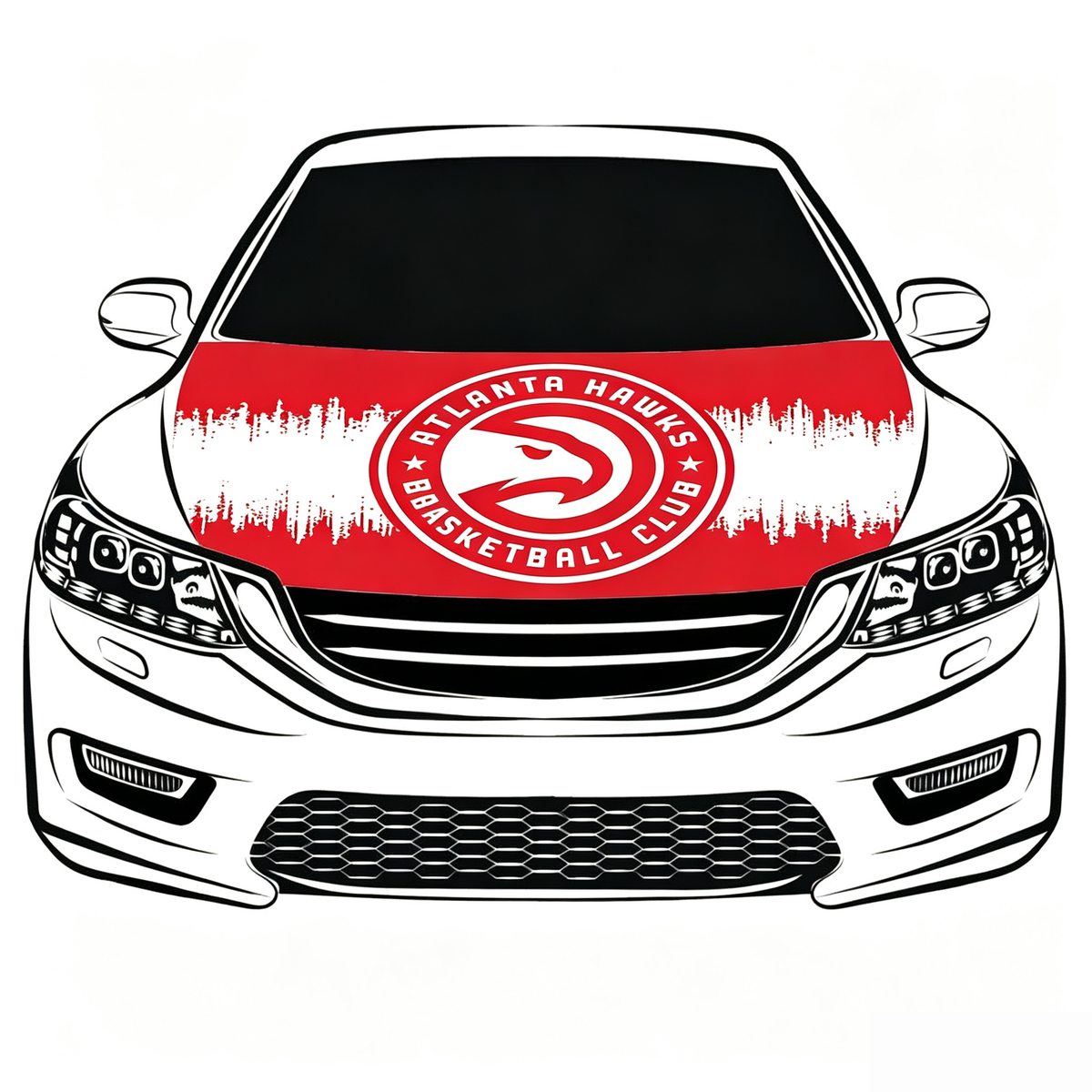 Atlanta Hawks Car Hood Cover Flag , NBA Engine Banner,4X5ft,/6X7FT100% Polyester Elastic Fabrics Can be Washed